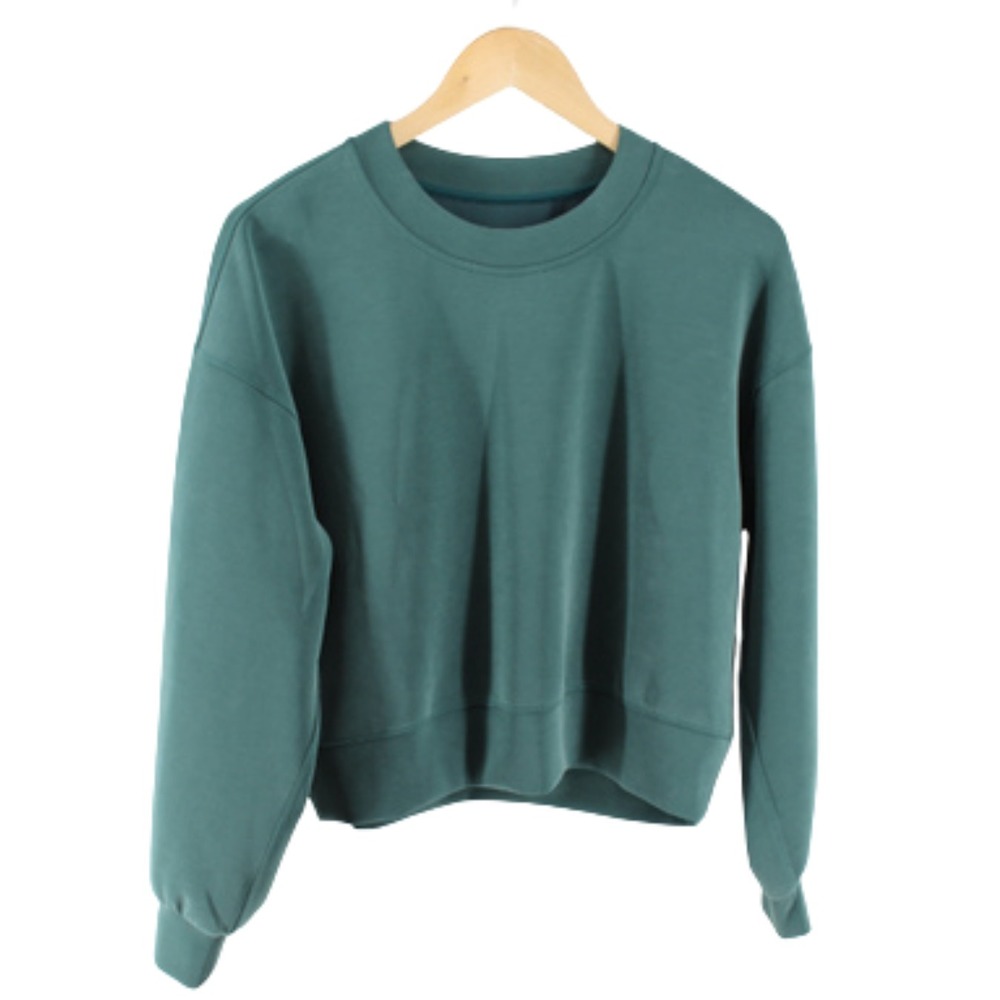 Lululemon Softstreme Perfectly Oversized Cropped Crew Green  Sweatshirt SZ 4